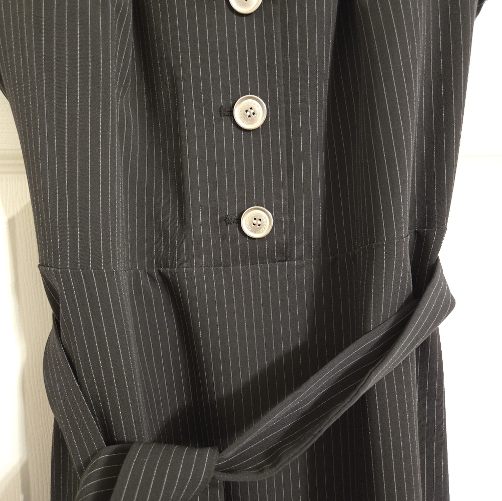 Calvin Klein Black White Pinstrip Fit And Flare Dress NO SIZE TAG - Picture 4 of 11